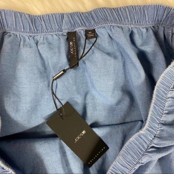 Joe’s Jeans Off the Shoulder Chambray Blue Top - Picture 2 of 4
